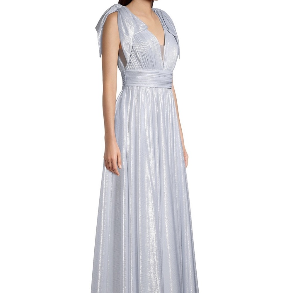 NEW! Metallic Bow-Shoulder Gown